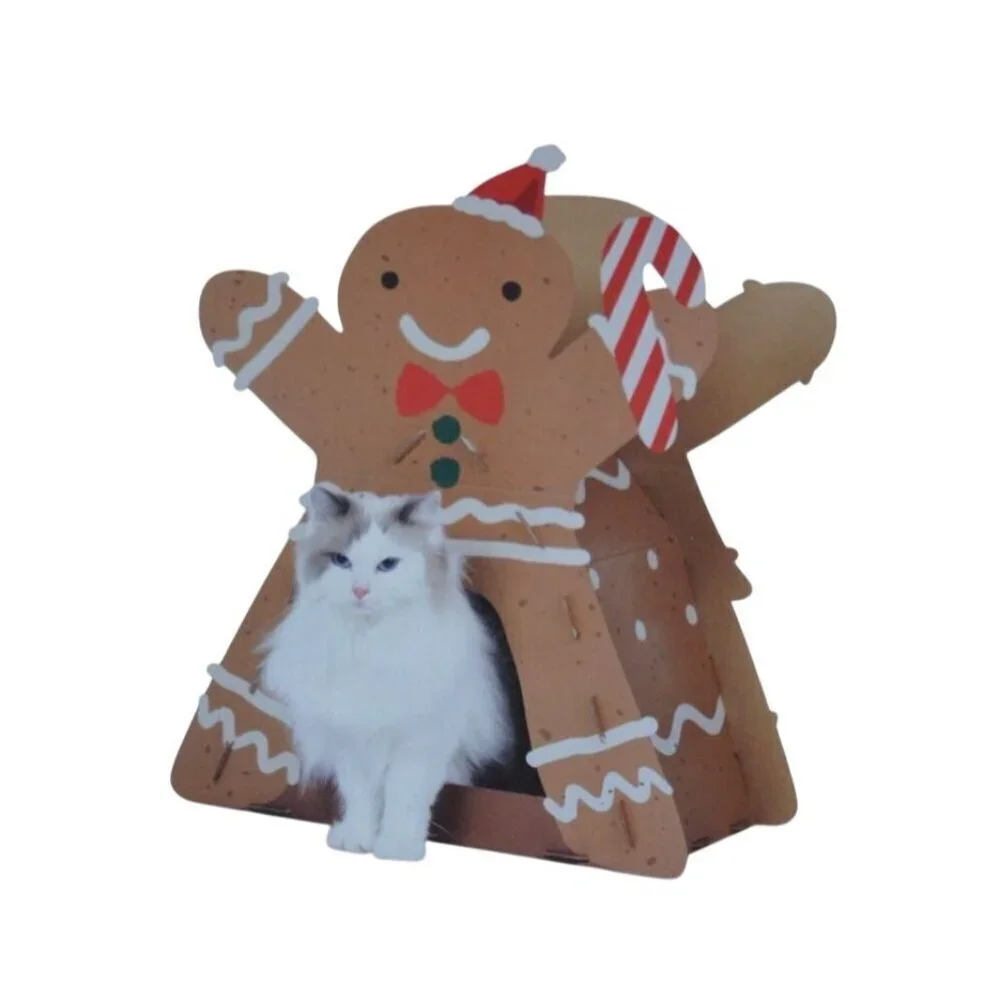 Heart to Tail Gingerbread Man Cat Scratching Playhouse with Catnip NIB